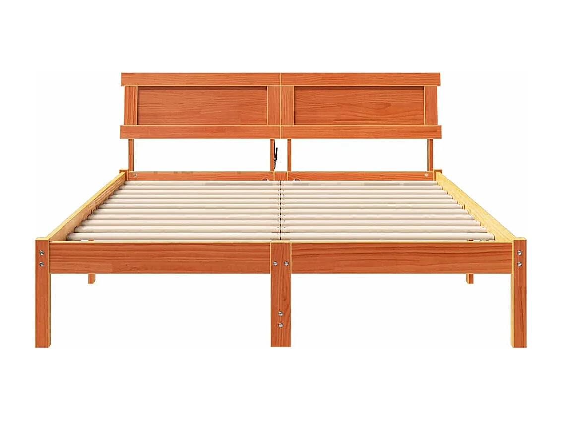 Lit simple | Lit adulte, enfant | Cadre de lit Marron cire 120x200 cm Bois massif en pin