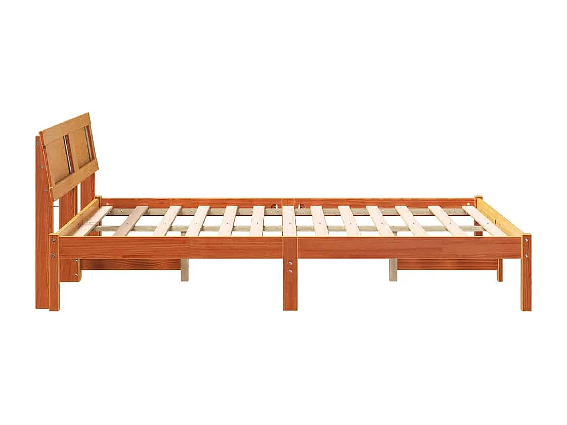 Lit simple | Lit adulte, enfant | Cadre de lit Marron cire 120x200 cm Bois massif en pin