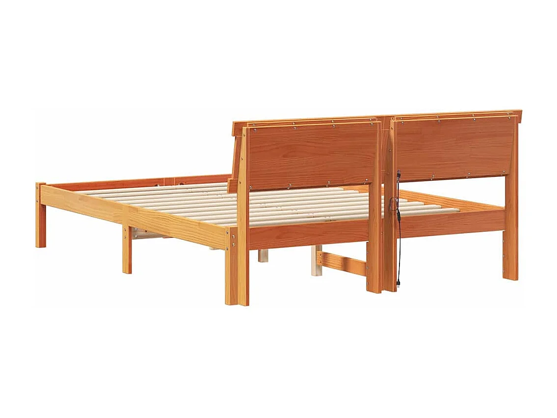 Lit simple | Lit adulte, enfant | Cadre de lit Marron cire 120x200 cm Bois massif en pin