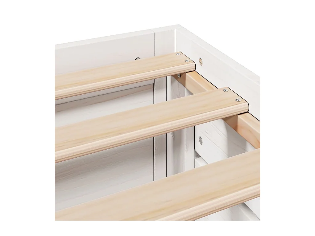 Letto per adulti | Letto singolo | Giroletto senza Materasso con Cassetti Bianco 90x200 cm Pino