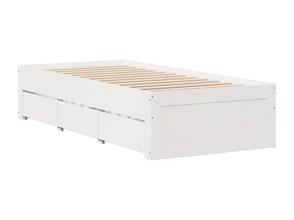 Lit simple | Lit adulte, enfant | Cadre de lit avec tiroirs 90x200 cm bois de pin