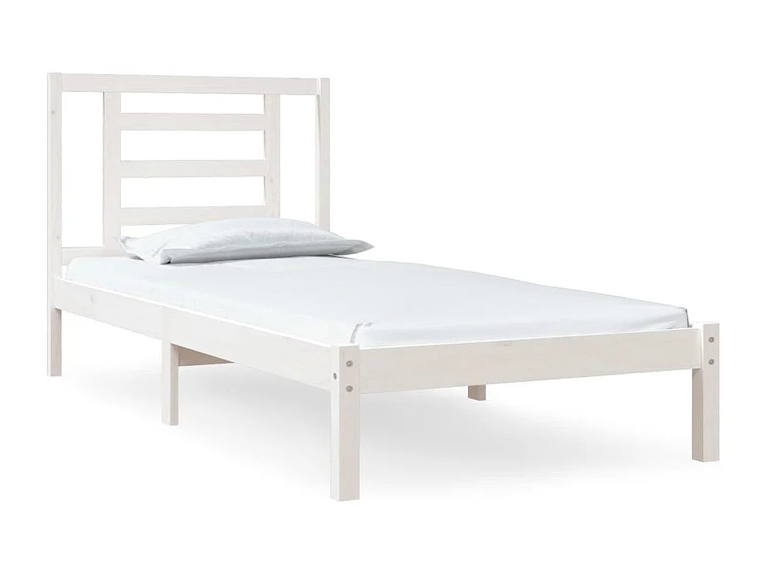 Lit simple | Lit adulte, enfant | Cadre de lit blanc 90x200 cm bois de pin massif