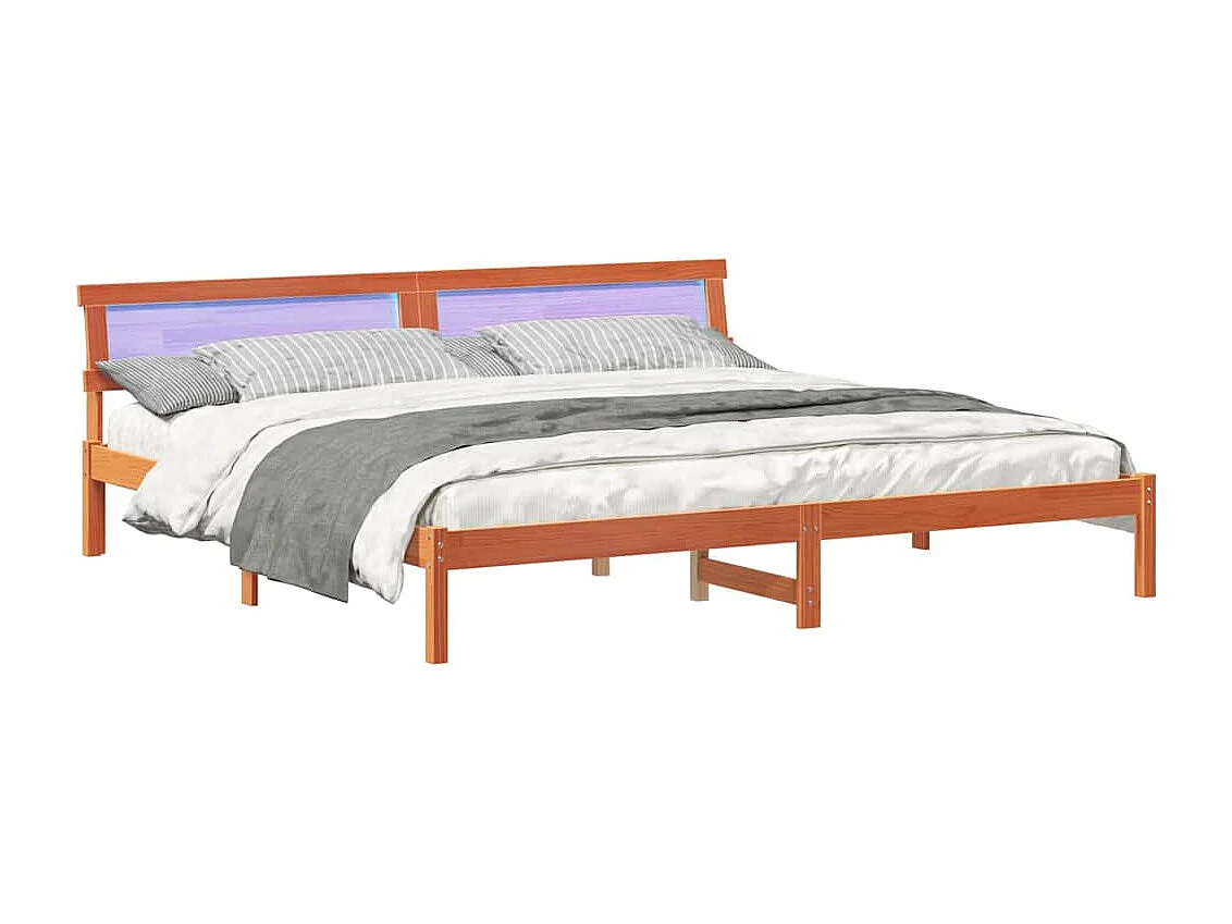 Lit double | Lit adulte | Cadre de lit Marron cire 180x200 cm Bois massif en pin
