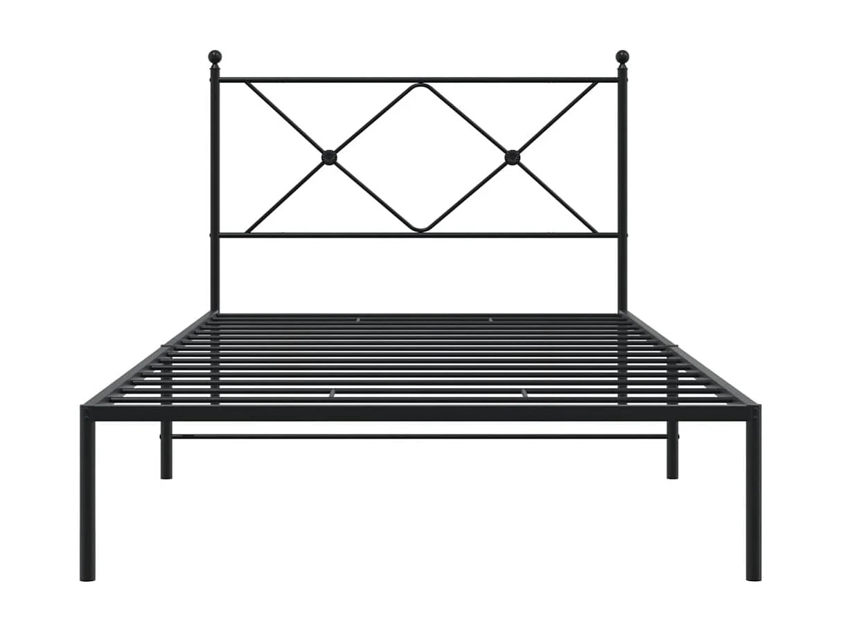 Lit simple | Lit adulte, enfant | Cadre de lit métal avec tête de lit noir 107x203cm