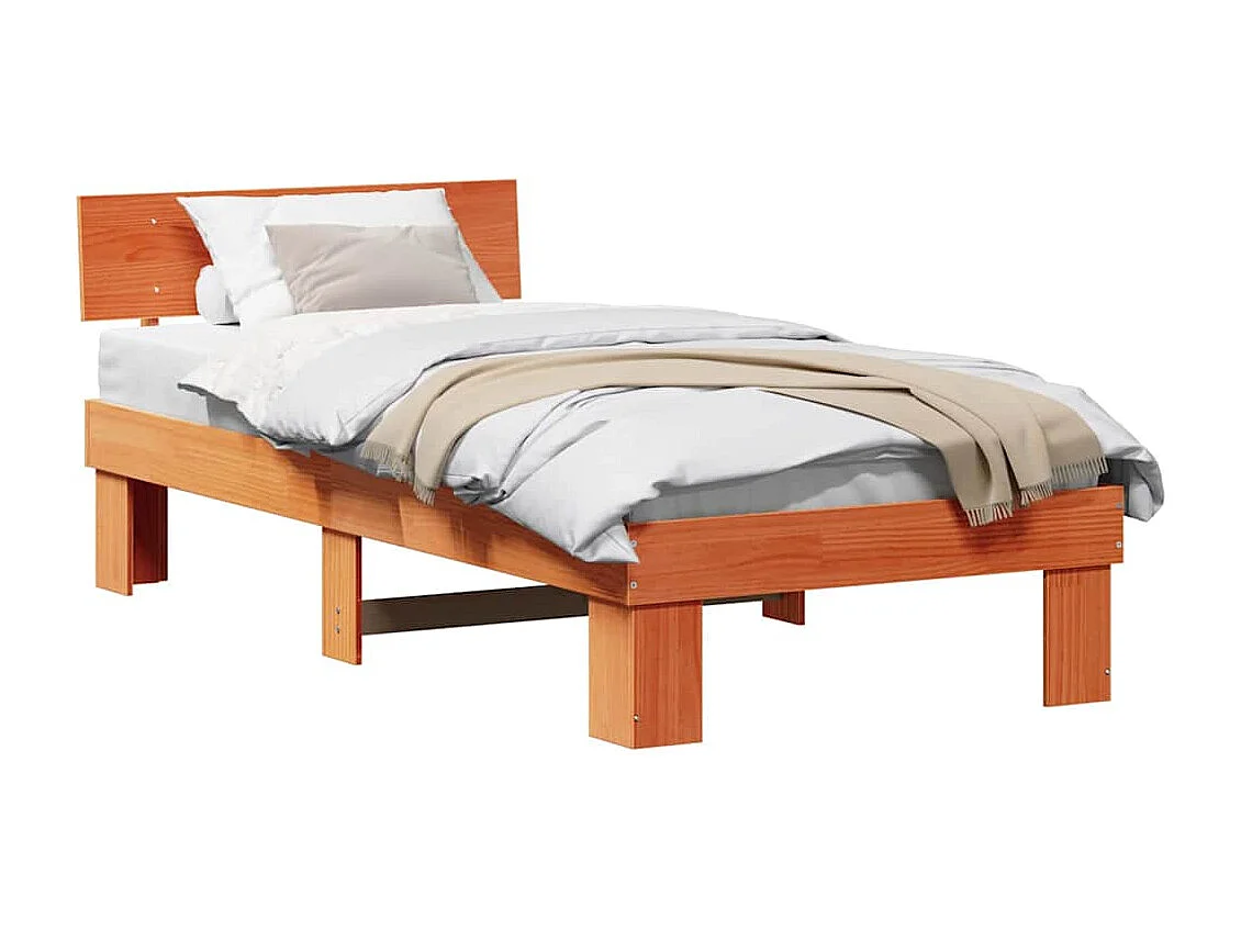 Lit simple | Lit adulte, enfant | Cadre de lit Marron cire 90x190 cm Bois massif en pin