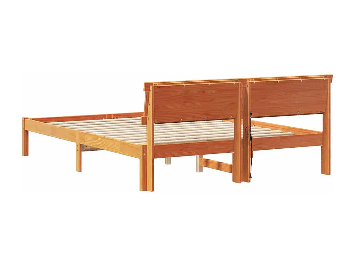 Lit double | Lit adulte | Cadre de lit Marron cire 160x200 cm Bois massif en pin