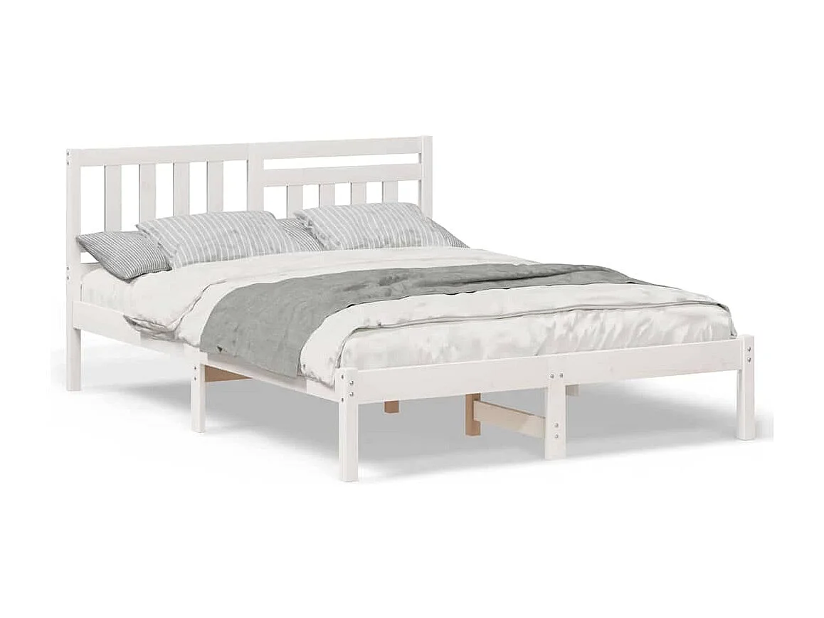 Lit double | Lit adulte | Cadre de lit Blanc 135x190 cm Bois massif en pin