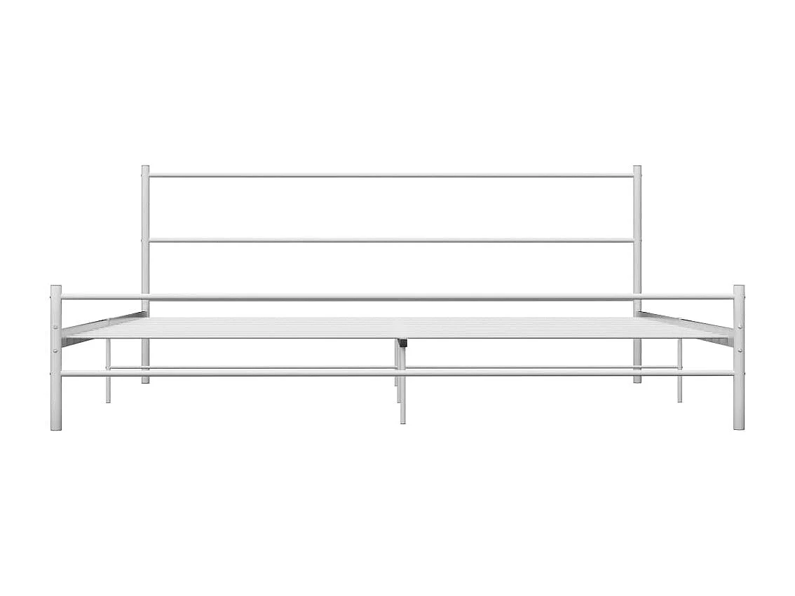 Lit double | Lit adulte | Cadre de lit et tête de lit blanc métal 160x200 cm