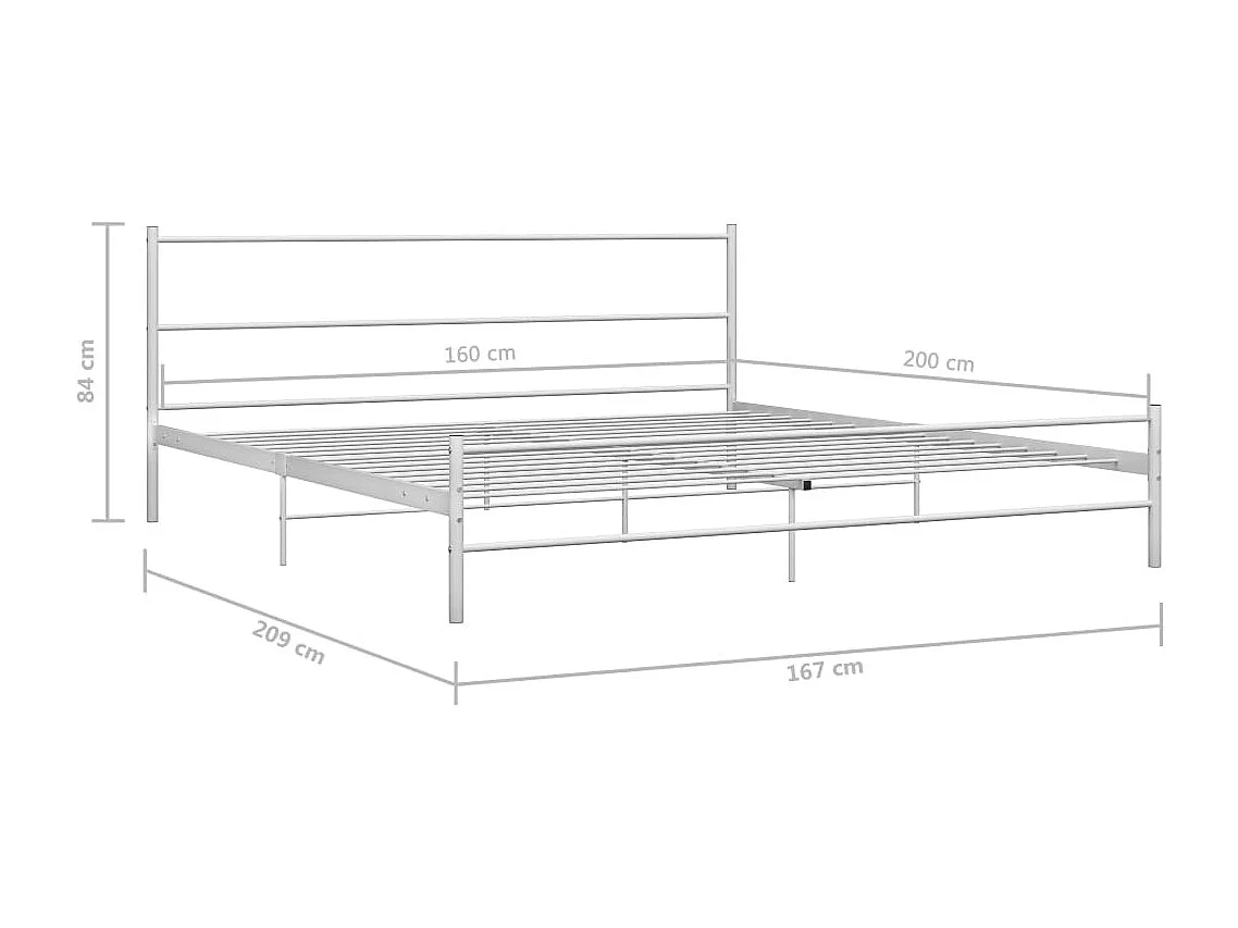 Lit double | Lit adulte | Cadre de lit et tête de lit blanc métal 160x200 cm