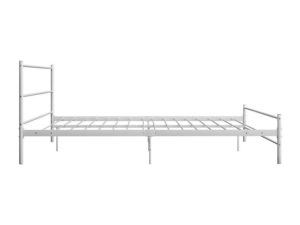 Lit double | Lit adulte | Cadre de lit et tête de lit blanc métal 160x200 cm