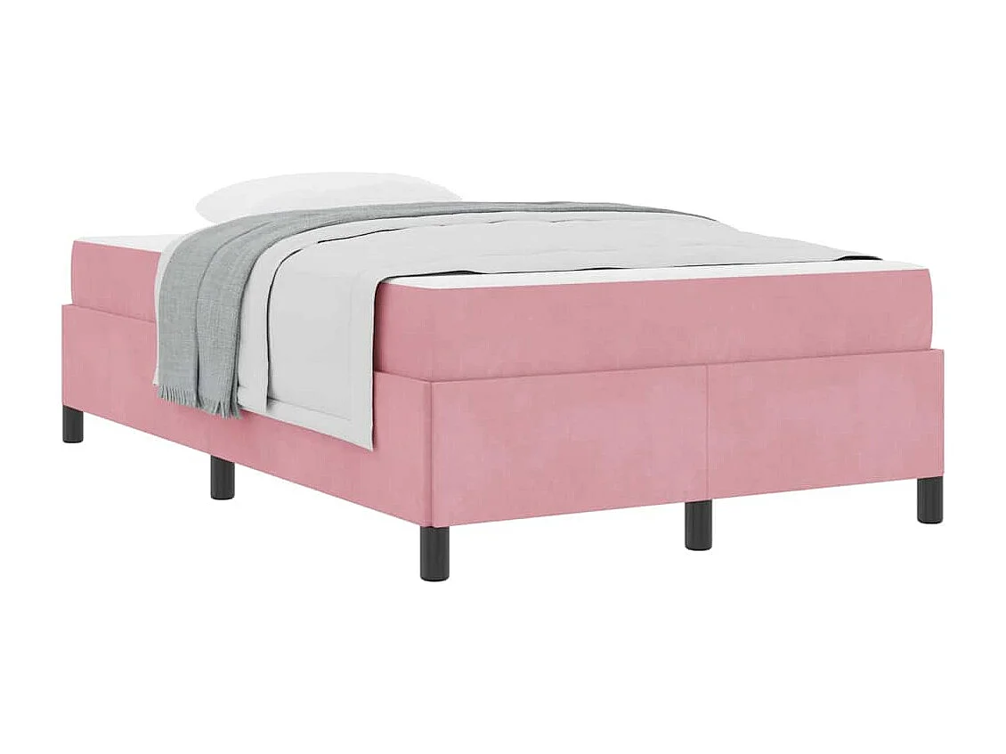 Lit simple | Lit adulte, enfant | Cadre de lit avec matelas Rose et blanc 120x190 cm Velours