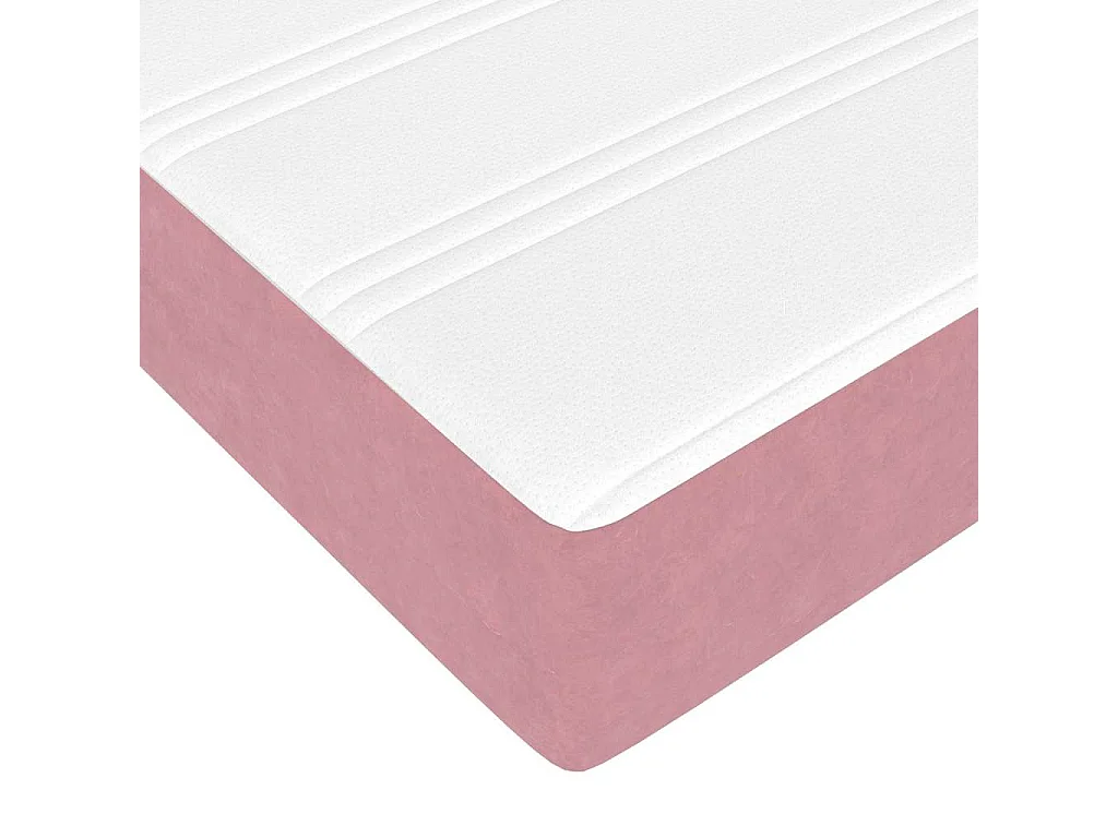 Lit simple | Lit adulte, enfant | Cadre de lit avec matelas Rose et blanc 120x190 cm Velours