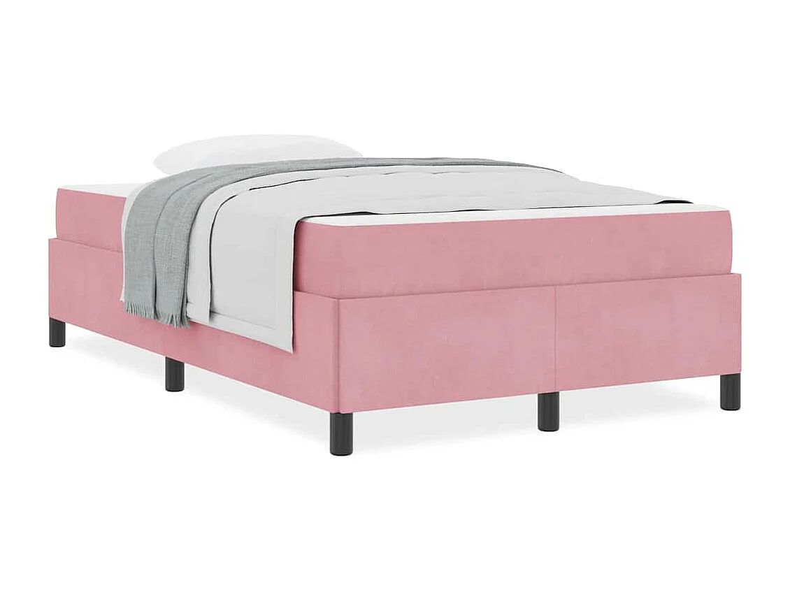 Lit simple | Lit adulte, enfant | Cadre de lit avec matelas Rose et blanc 120x190 cm Velours
