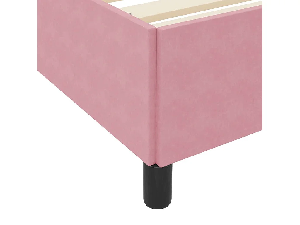 Lit simple | Lit adulte, enfant | Cadre de lit avec matelas Rose et blanc 120x190 cm Velours