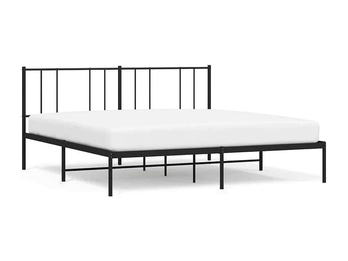 Lit double | Lit adulte | Cadre de lit métal et tête de lit noir 180x200 cm