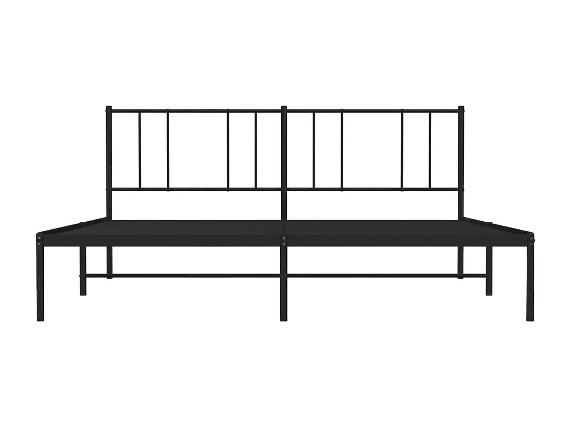 Lit double | Lit adulte | Cadre de lit métal et tête de lit noir 180x200 cm