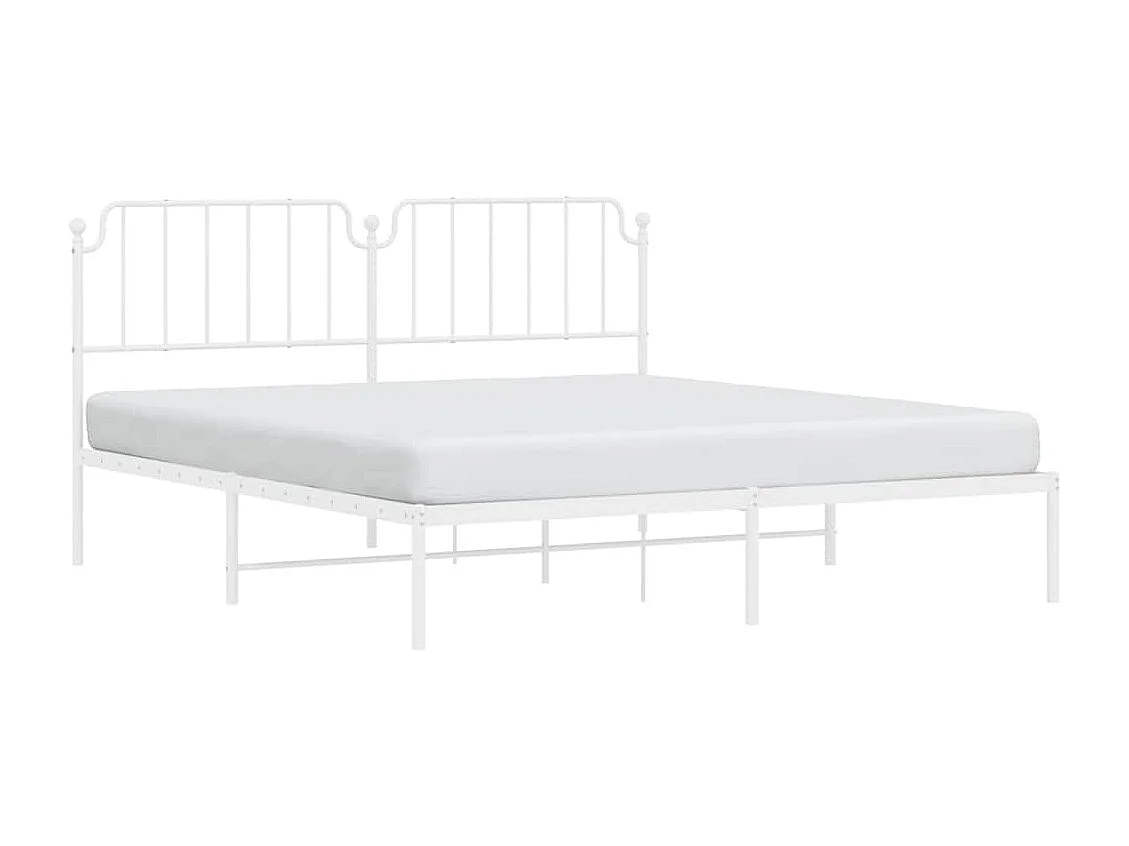Lit double | Lit adulte | Cadre de lit métal et tête de lit blanc 183x213 cm