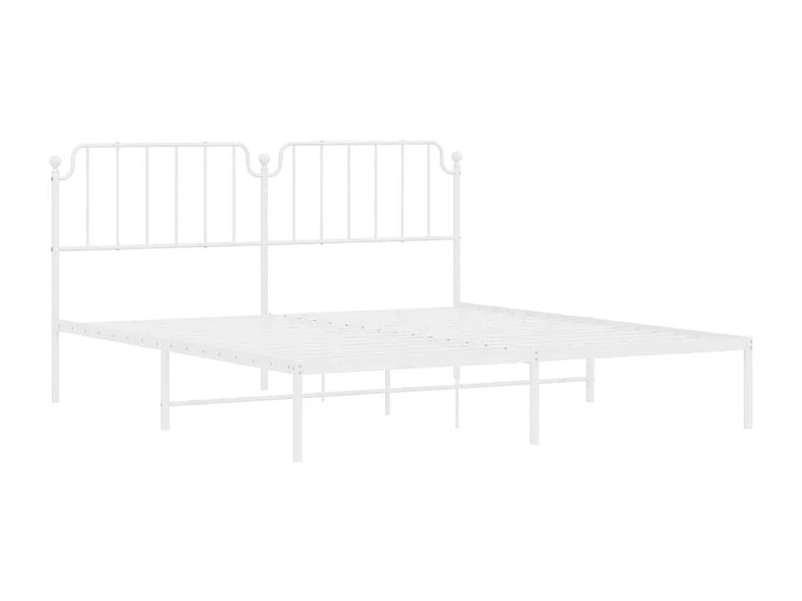 Lit double | Lit adulte | Cadre de lit métal et tête de lit blanc 183x213 cm