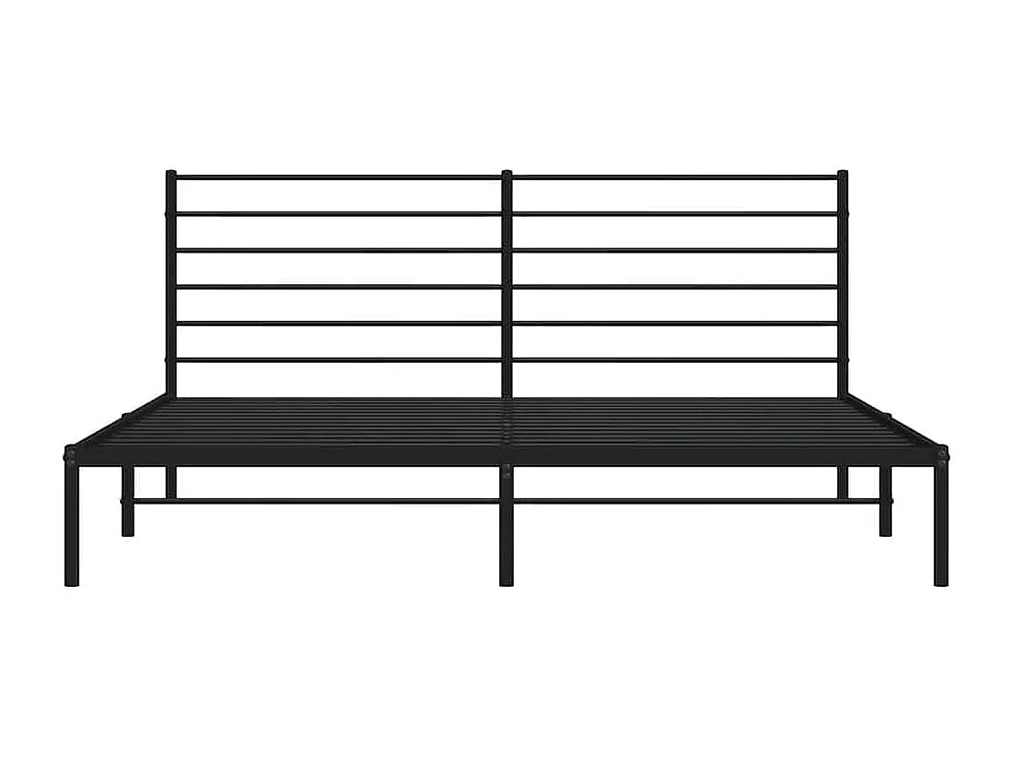 Lit double | Lit adulte | Cadre de lit métal et tête de lit noir 180x200 cm