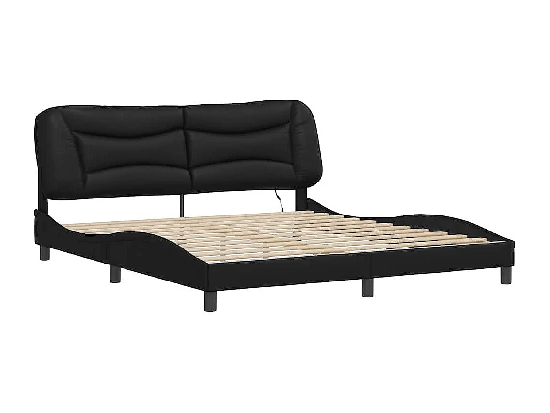 Lit double | Lit adulte | Cadre de lit avec LED noir 180x200 cm