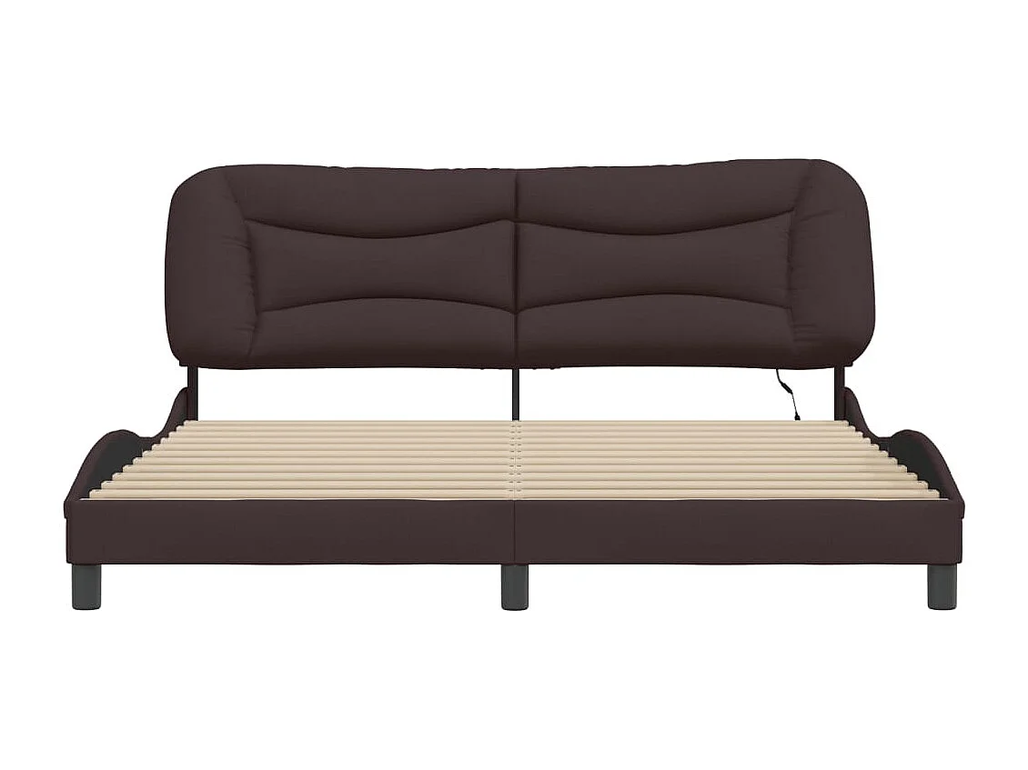 Lit double | Lit adulte | Cadre de lit avec LED marron foncé 180x200cm tissu