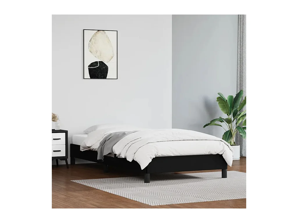 Lit simple | Lit adulte, enfant | Cadre de lit noir 90x190 cm similicuir