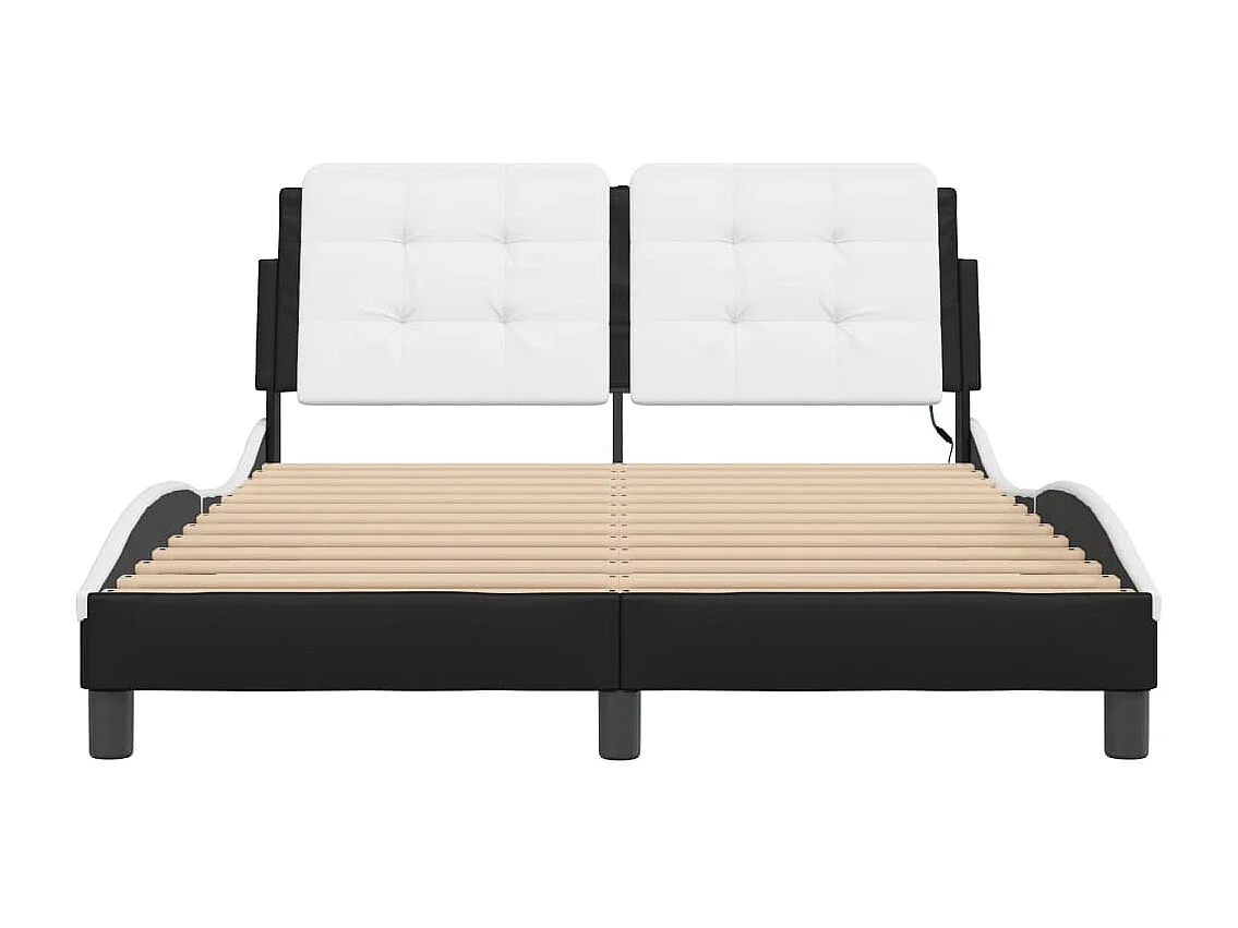 Lit double | Lit adulte | Cadre de lit avec LED noir et blanc 140x190 cm