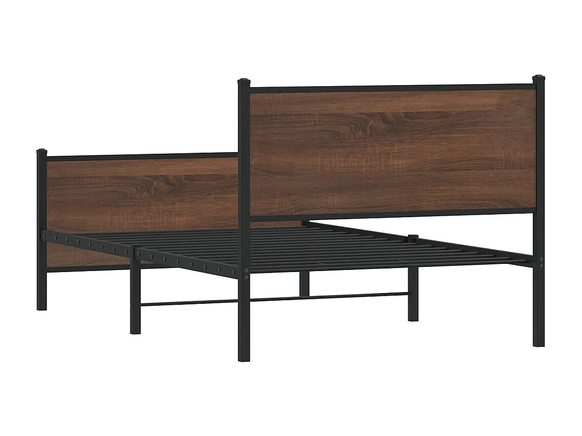 Lit simple | Lit adulte, enfant | Cadre de lit en métal chêne marron 100x200 cm