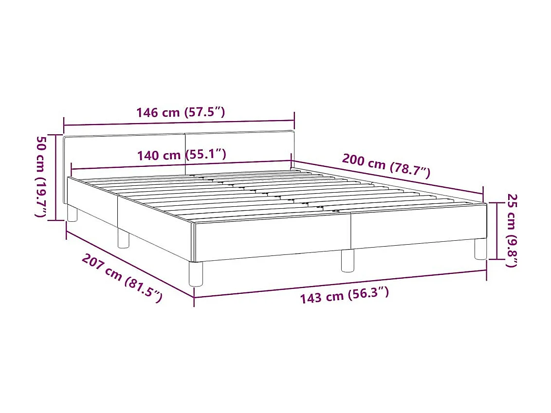 Lit double | Lit adulte | Cadre de lit crème 140x200 cm tissu