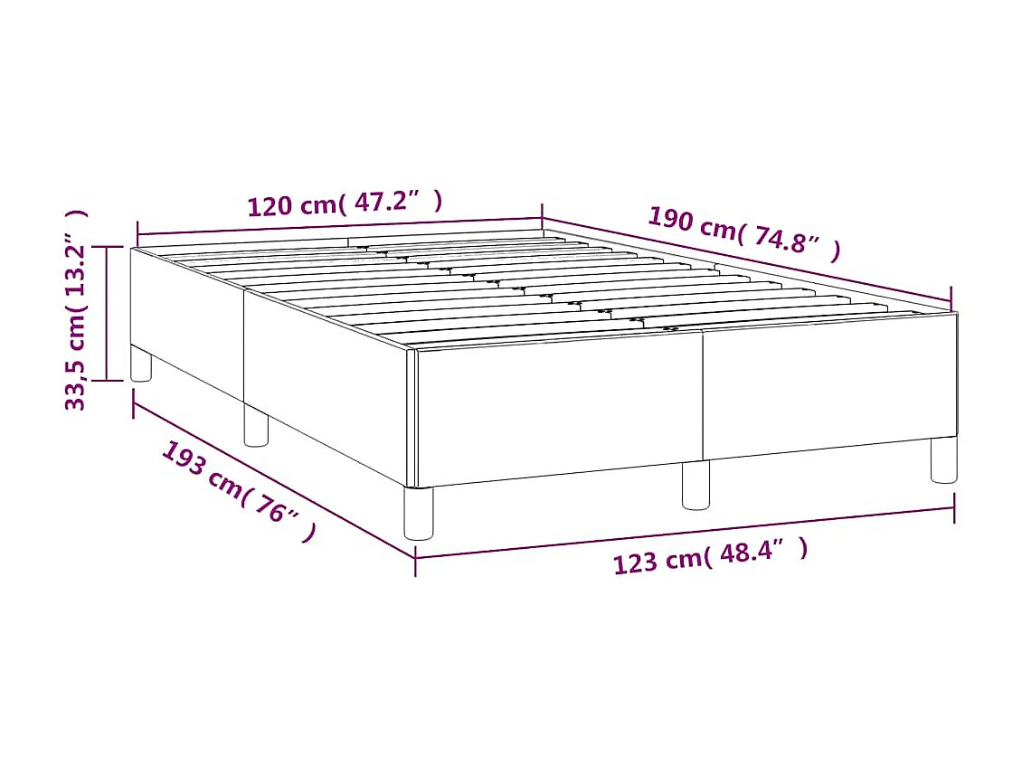 Lit simple | Lit adulte, enfant | Cadre de lit noir 120x190 cm similicuir