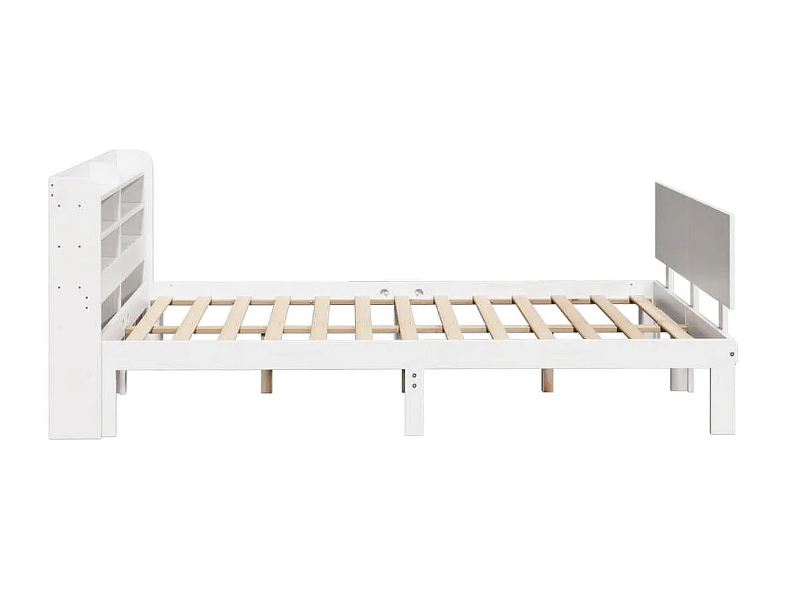 Letto per adulti | Letto matrimoniale | Giroletto con Testiera Bianco 135x190 cm Legno Massello di Pino