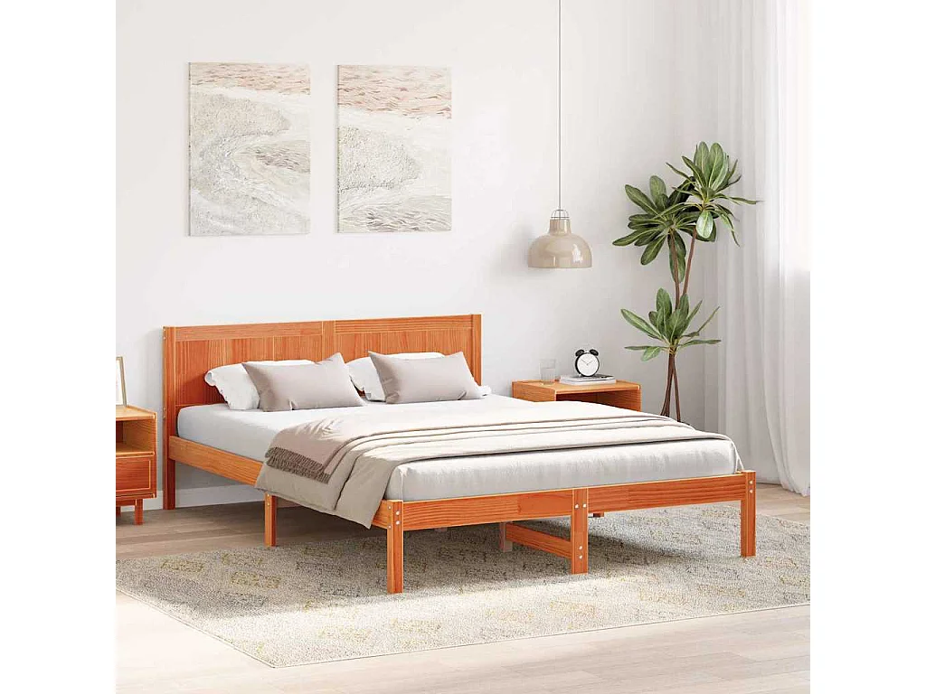 Lit double | Lit adulte | Cadre de lit Marron 160x200 cm Bois de pin massif