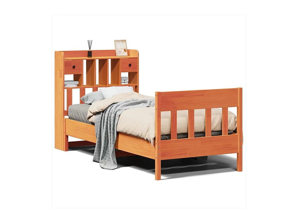 Letto per adulti | Letto singolo | Giroletto senza Materasso Marrone Cera 100x200 cm Legno di Pino