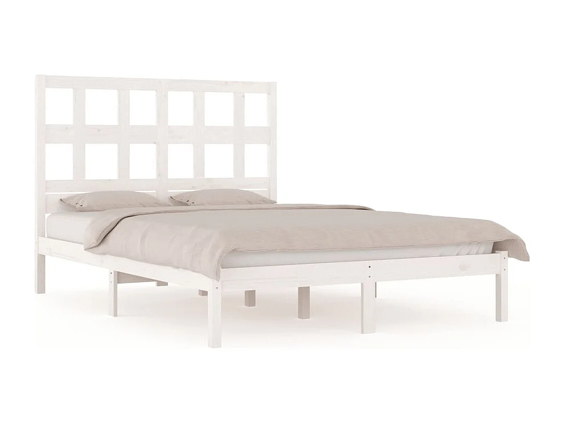 Lit simple | Lit adulte, enfant | Cadre de lit blanc 120x190 cm bois de pin massif