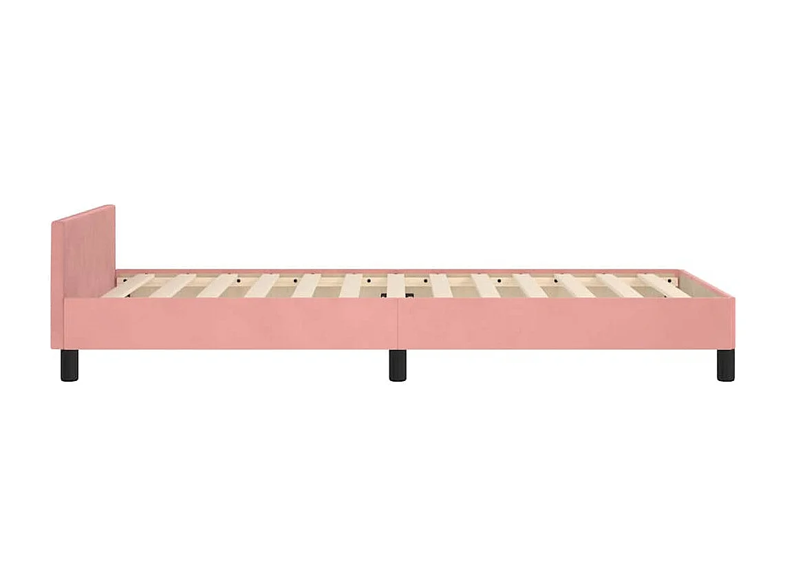 Lit simple | Lit adulte, enfant | Cadre de lit et tête de lit rose 90x200 cm velours