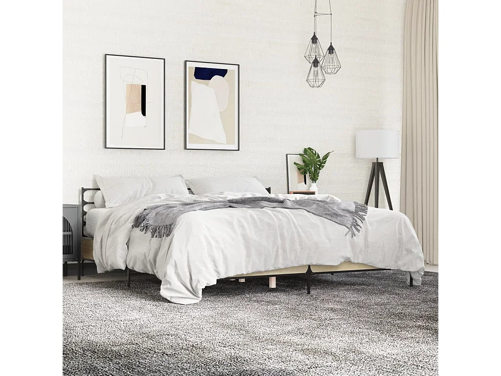 Lit double | Lit adulte | Cadre de lit chêne sonoma 200x200 cm