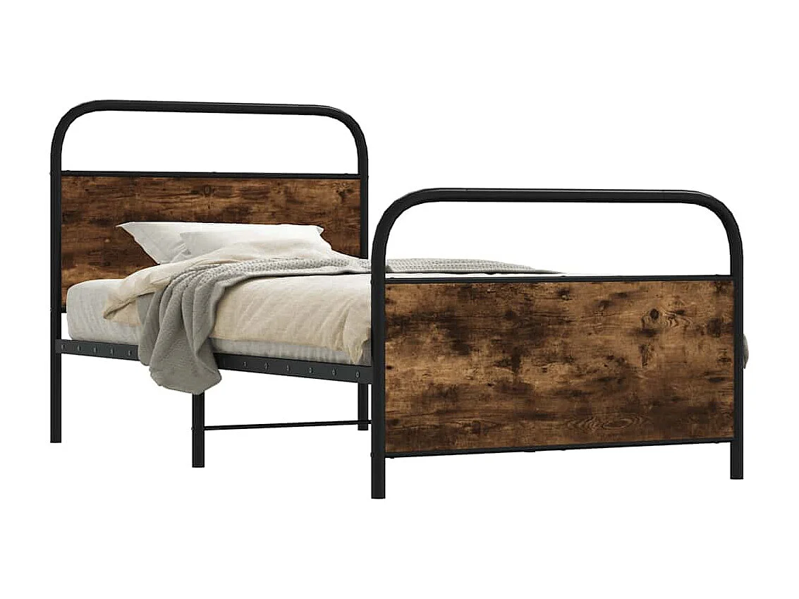 Letto per adulti | Letto singolo | Giroletto senza Materasso Rovere Fumo 90x200 cm in Truciolato