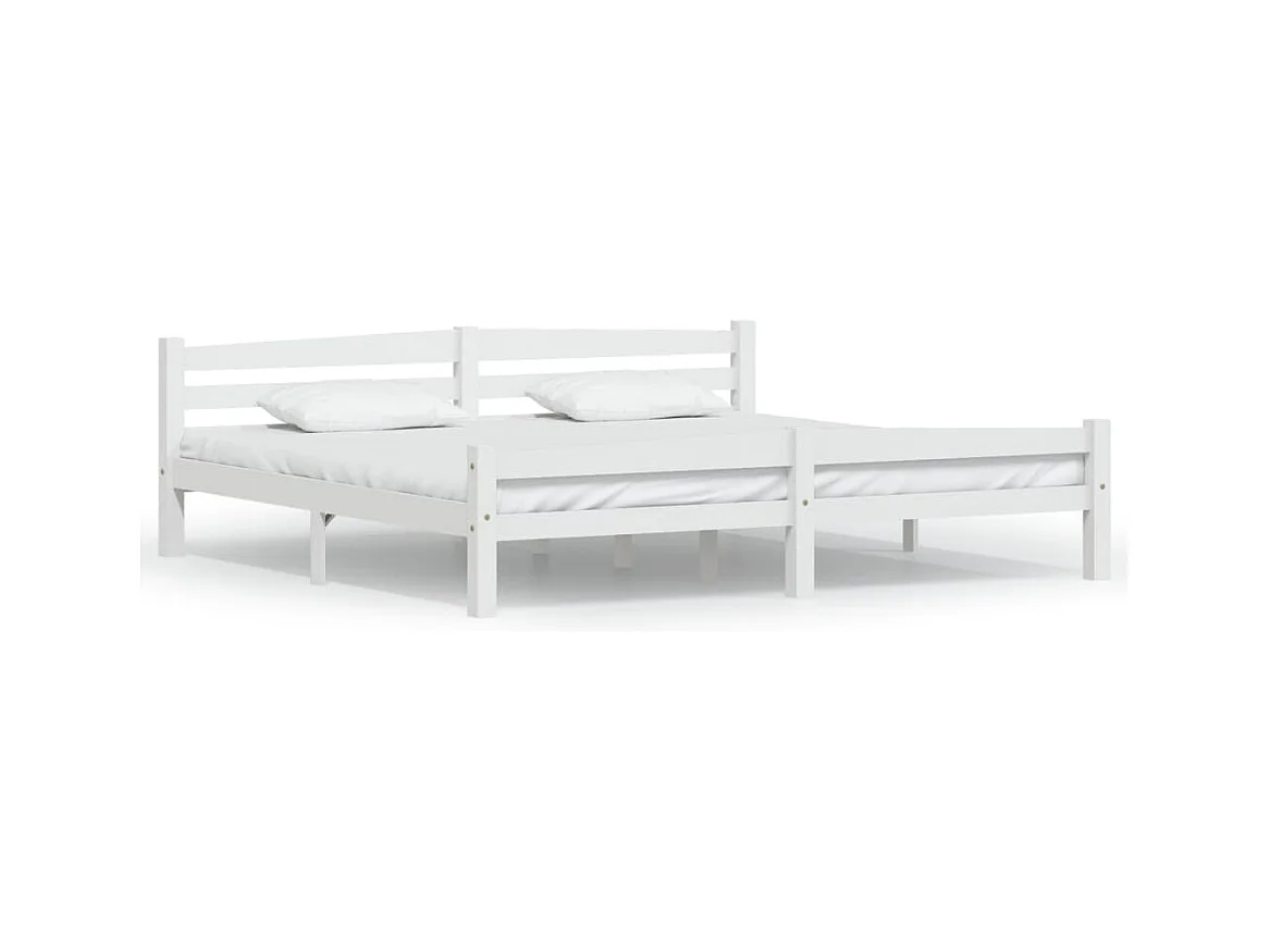 Lit double | Lit adulte | Cadre de lit blanc bois massif de pin 200x200 cm