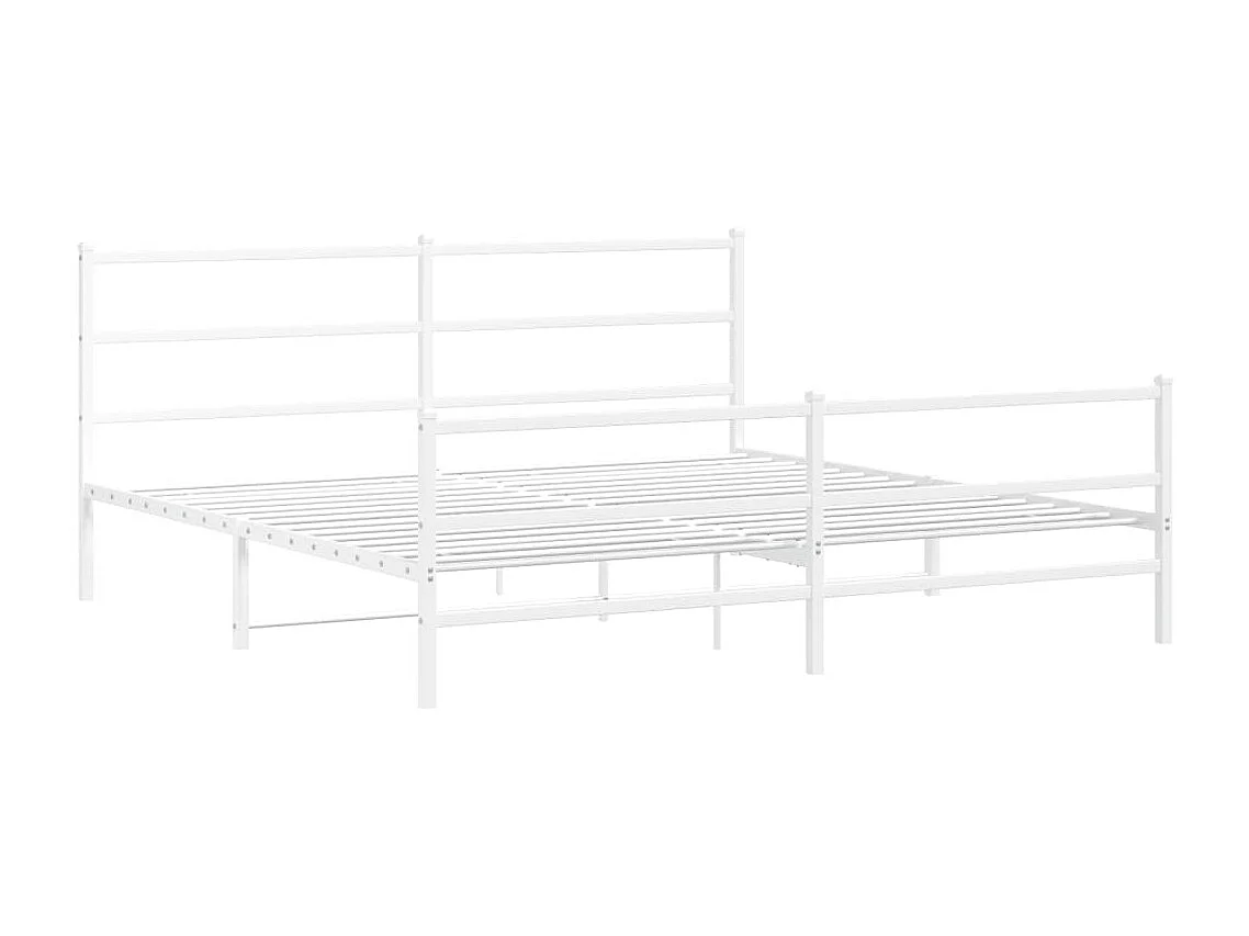 Lit double | Lit adulte | Cadre de lit métal et pied de lit blanc 193x203 cm