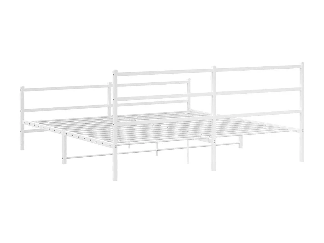 Lit double | Lit adulte | Cadre de lit métal et pied de lit blanc 193x203 cm