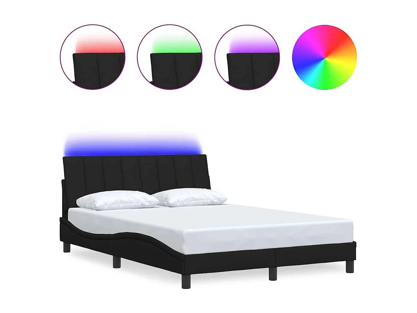 Bedframe | Tweepersoonsbed zonder matras "Hanko" stof zwart 140x200 cm
