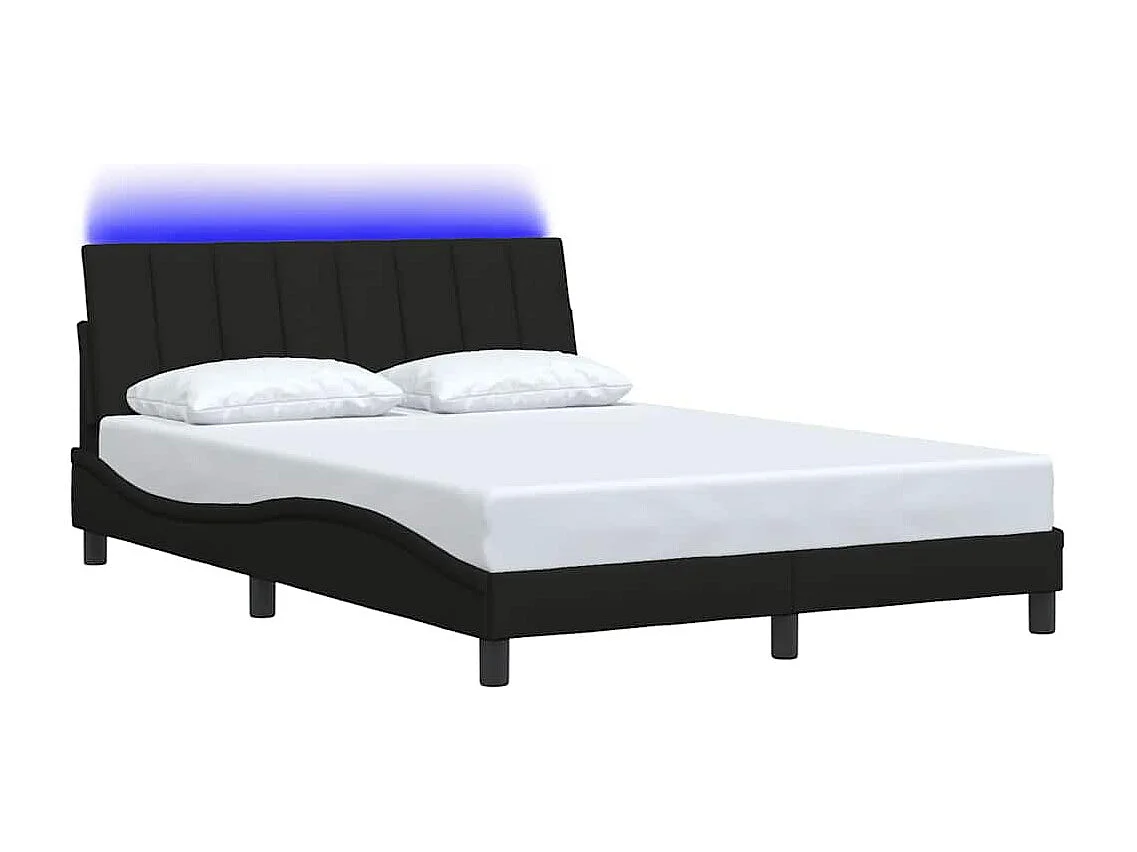 Bedframe | Tweepersoonsbed zonder matras "Hanko" stof zwart 140x200 cm