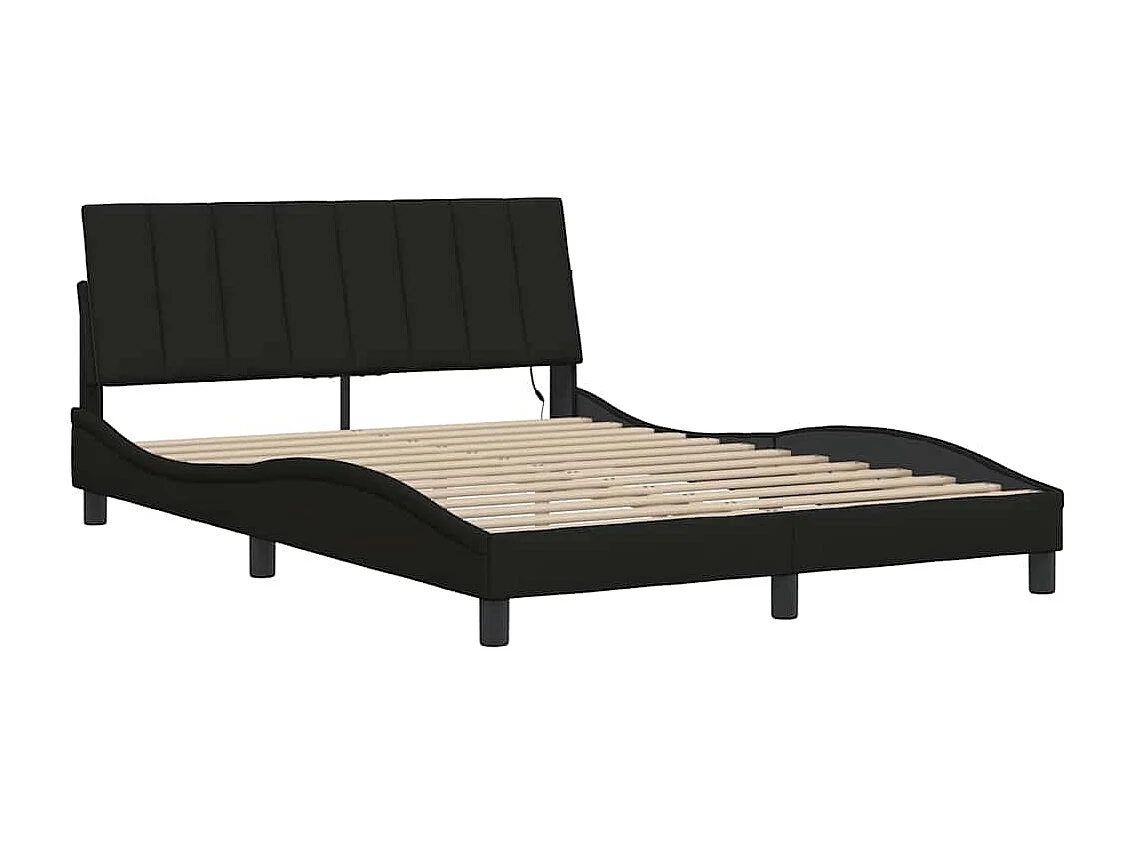 Bedframe | Tweepersoonsbed zonder matras "Hanko" stof zwart 140x200 cm