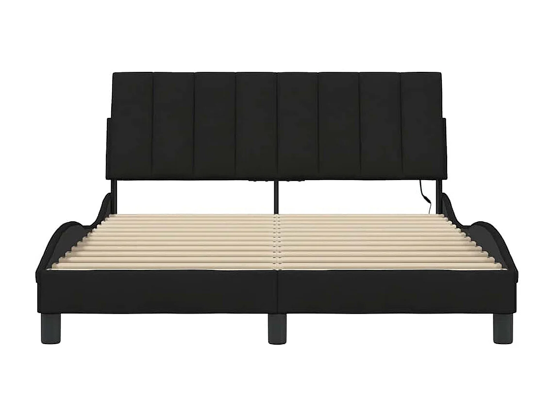 Bedframe | Tweepersoonsbed zonder matras "Hanko" stof zwart 140x200 cm