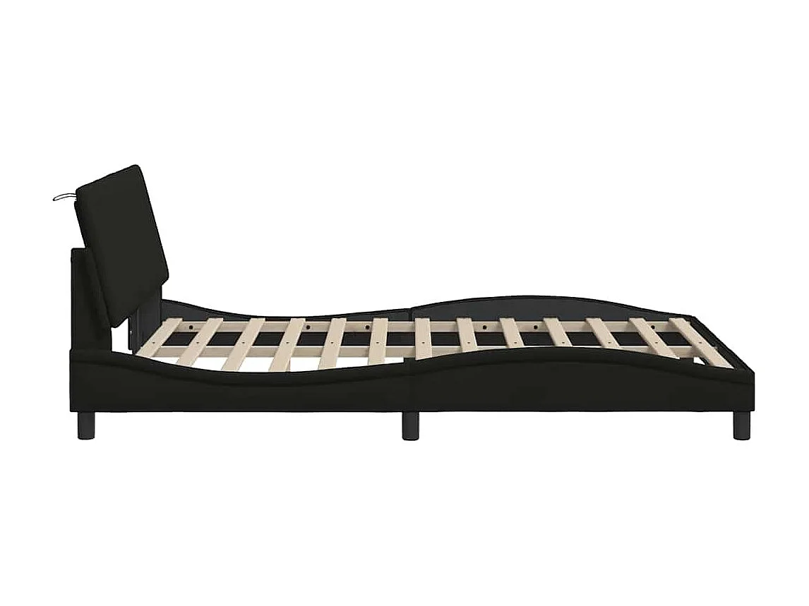 Bedframe | Tweepersoonsbed zonder matras "Hanko" stof zwart 140x200 cm