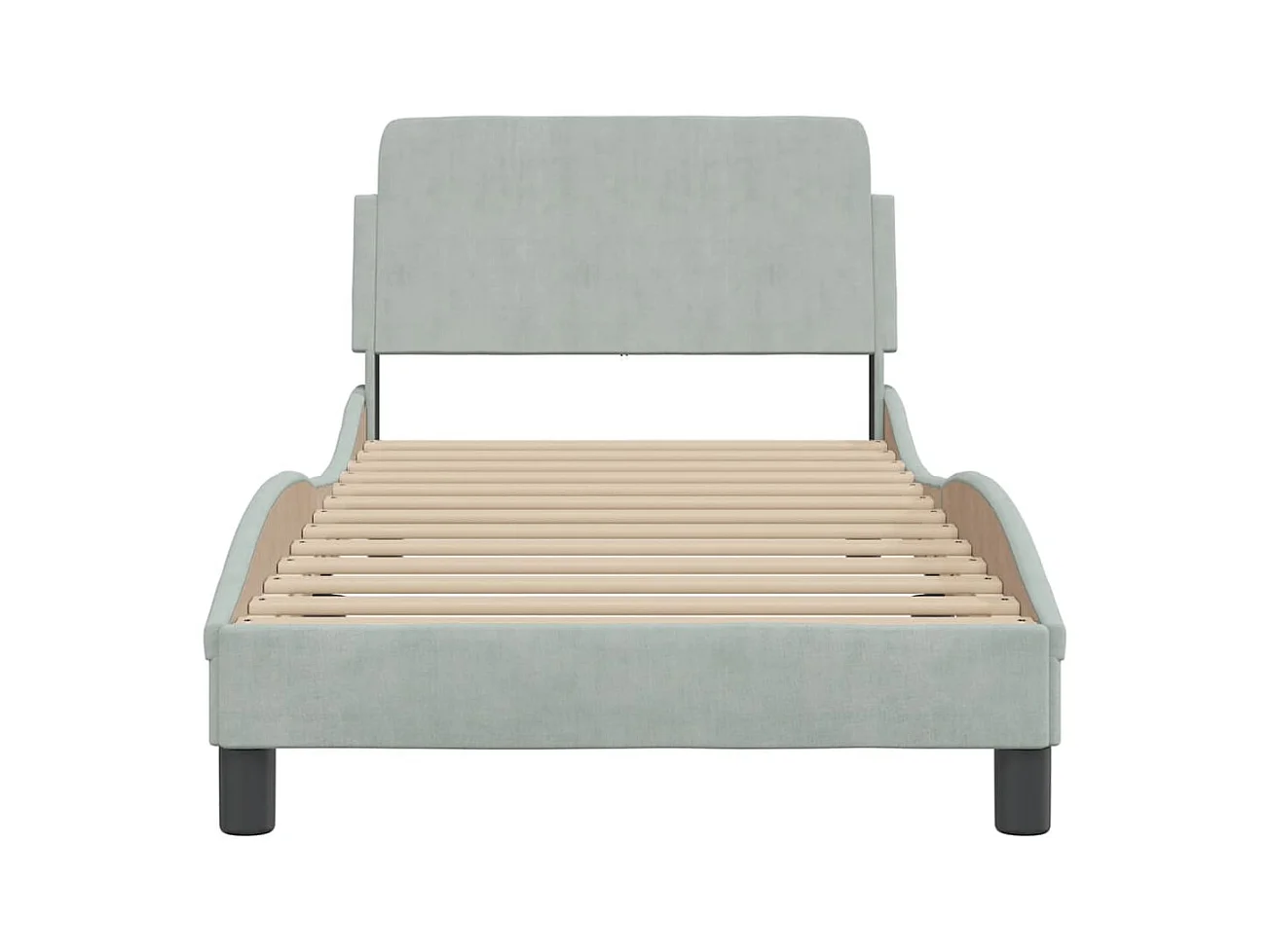 Lit simple | Lit adulte, enfant | Cadre de lit gris clair 90x190 cm velours