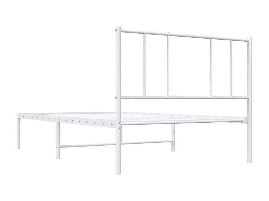 Lit simple | Lit adulte, enfant | Cadre de lit métal avec tête de lit blanc 80x200cm