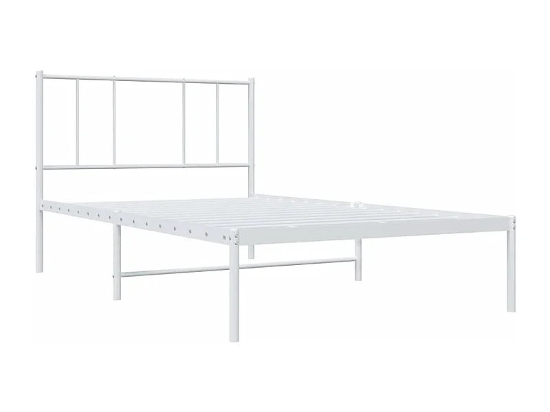 Lit simple | Lit adulte, enfant | Cadre de lit métal avec tête de lit blanc 80x200cm
