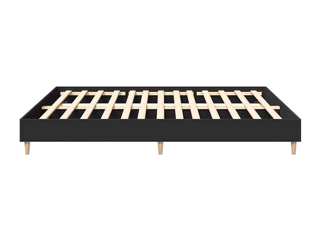 Lit double | Lit adulte | Cadre de lit noir 200x200 cm bois d'ingénierie