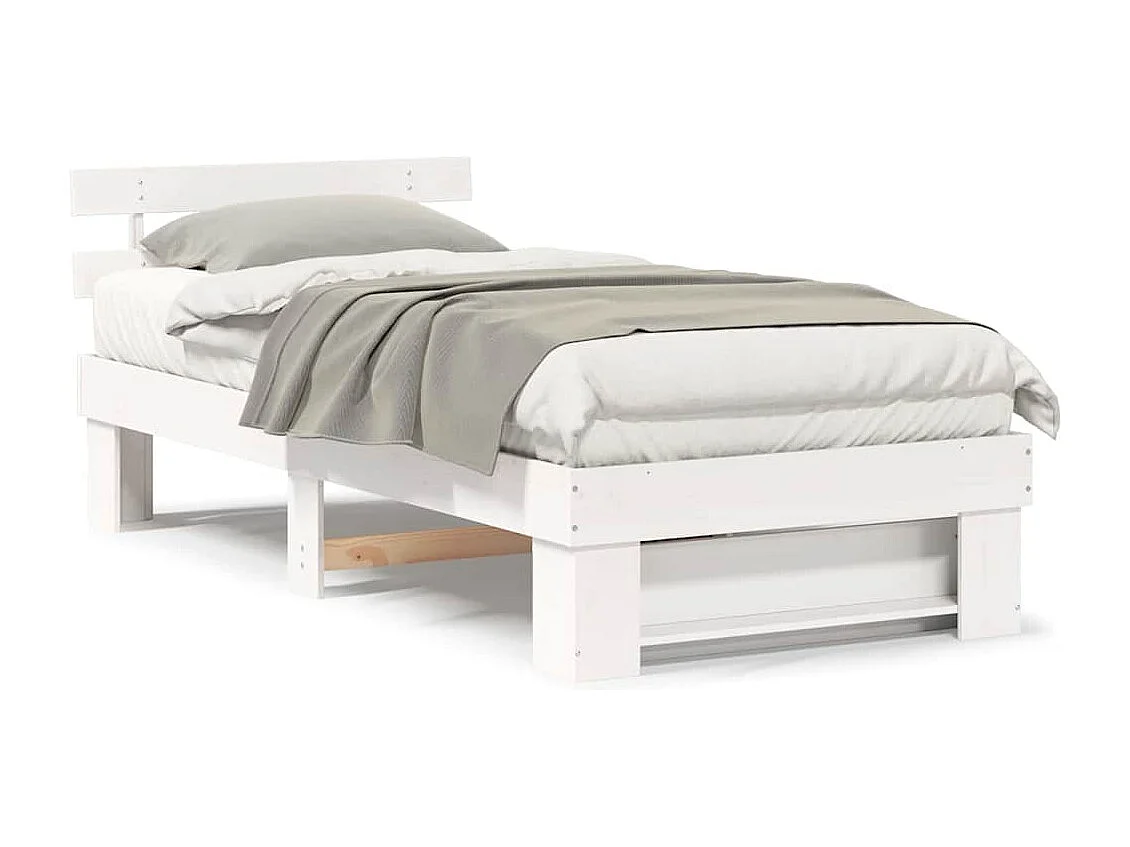 Lit simple | Lit adulte, enfant | Cadre de lit Blanc 75x190 cm Bois massif en pin